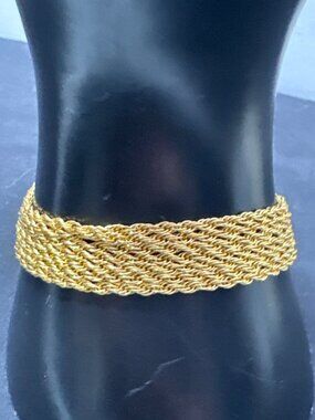 Aurafin Gold-Plated Sterling Silver 925 Italy Multi-Strand Twisted Rope Chain Br